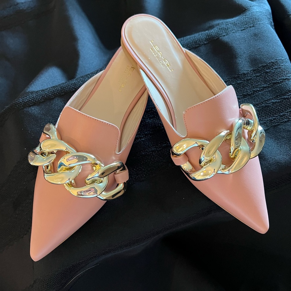 Italian Made Lea-Gu Blush Mules